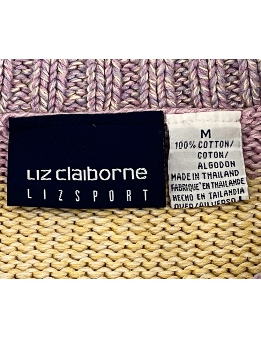 Vintage Liz Claiborne Liz Sport Multi Color Pastel Collared Knit Sweater Medium - Picture 9 of 9